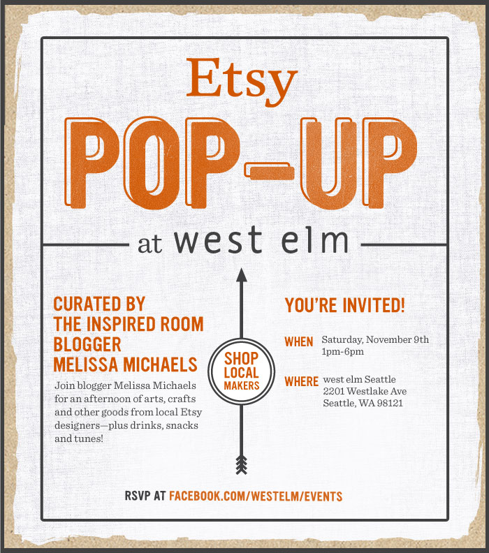 West Elm + Etsy + The Inspired Room {Etsy Pop Up at West Elm!}