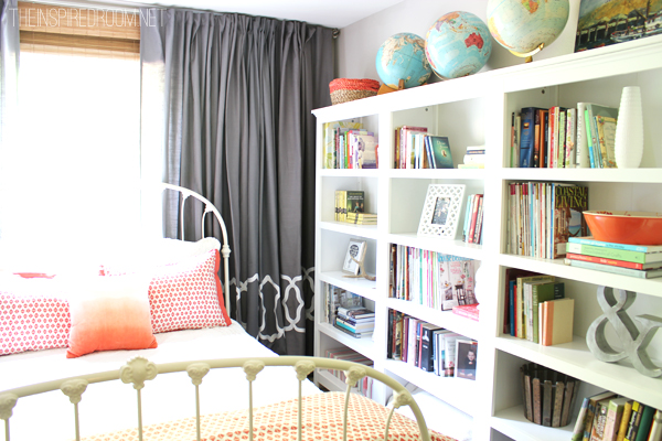 Our Cozy New Guest Room & Home Library with Three Target Threshold Bookshelves