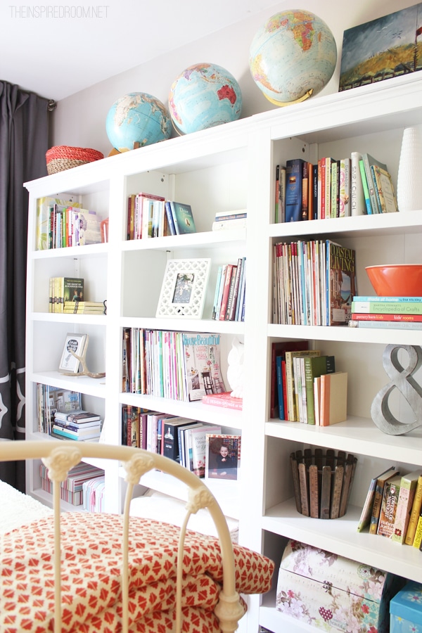 Our Cozy New Guest Room & Home Library with Three Target Threshold Bookshelves