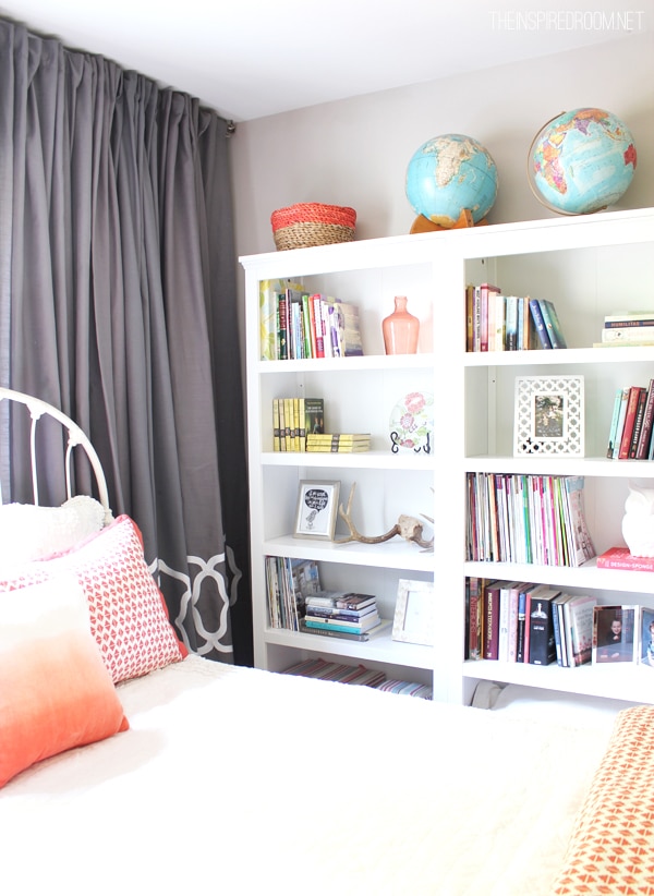 Our Cozy New Guest Room & Home Library with Three Target Threshold Bookshelves