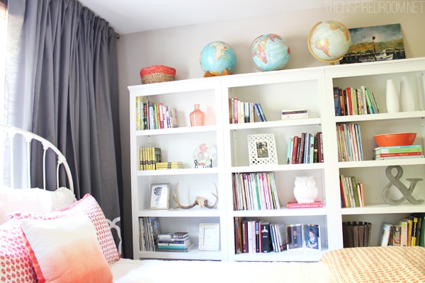 Our Cozy New Guest Room & Home Library with Three Target Threshold Bookshelves