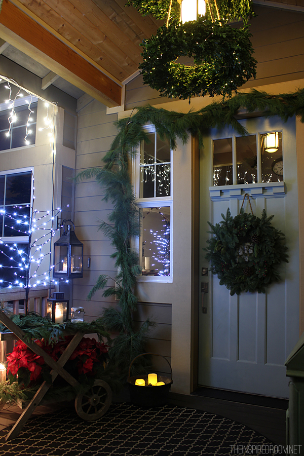 My Christmas Front Porch & DIY Boxwood Wreath Chandelier!