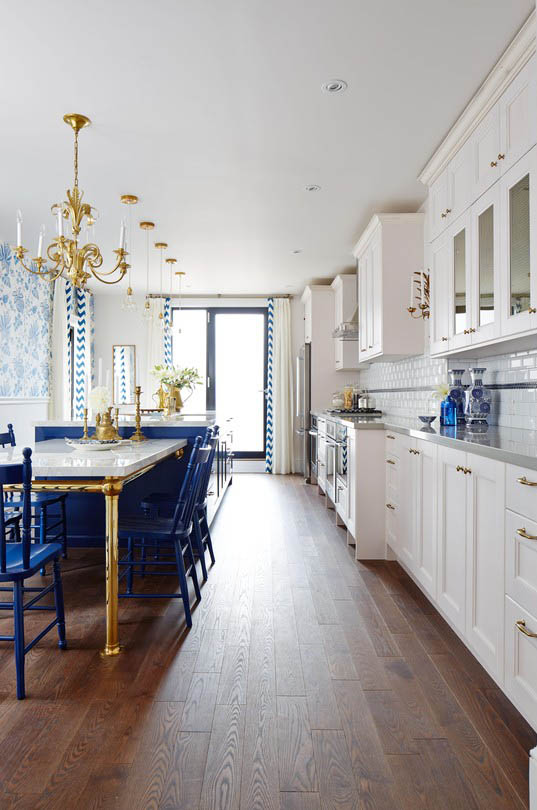 Sarah Richardson's Royal Blue, Gold, and White Kitchen