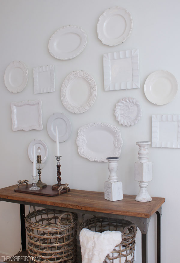 white plates on wall