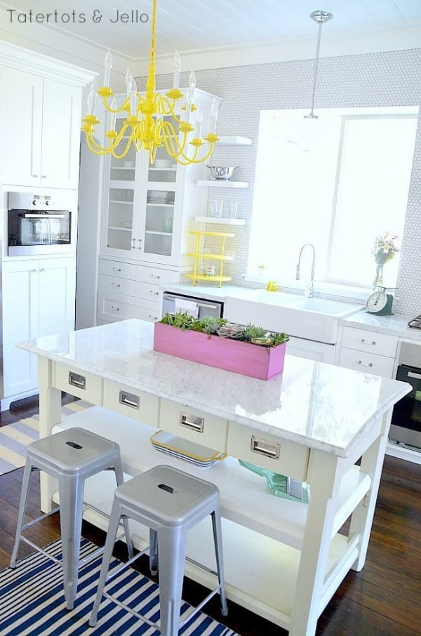 White Kitchen with Pops of Color 