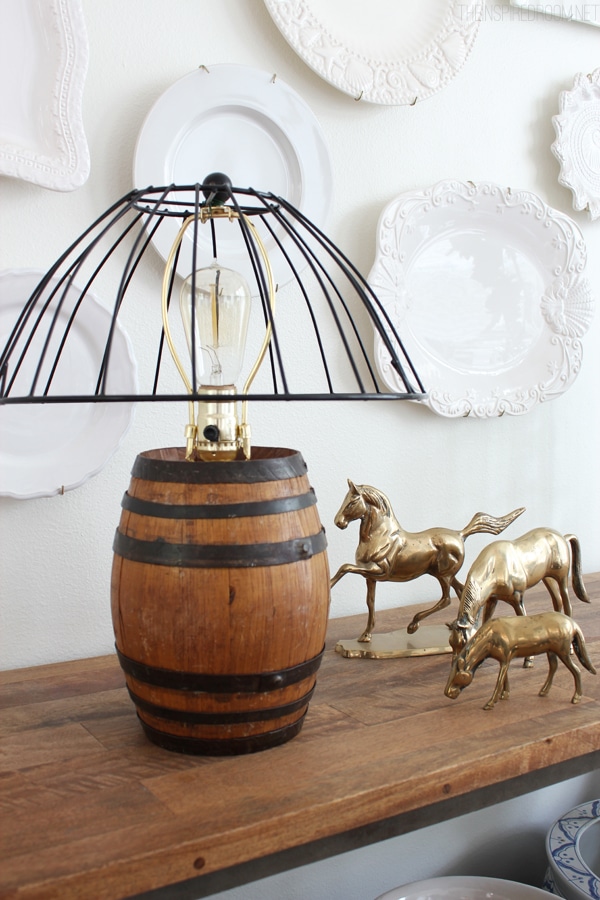 DIY Reclaimed Barrel Lamp & Wire Cage Lampshade