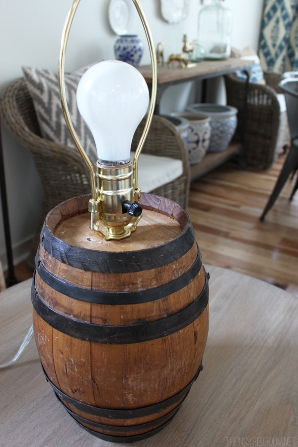 DIY Reclaimed Barrel Lamp & Wire Cage Lampshade