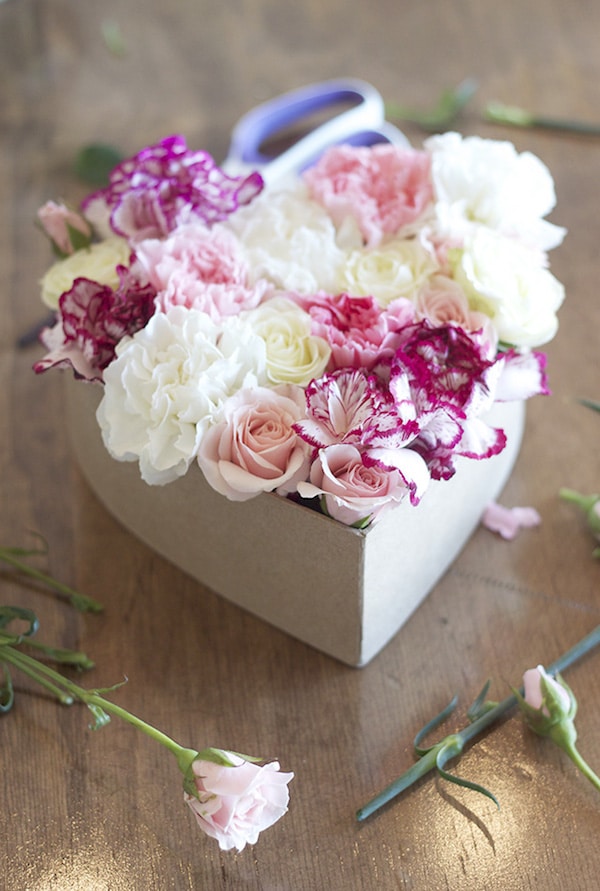 DIY Valentine's Day Flower Box Bouquet