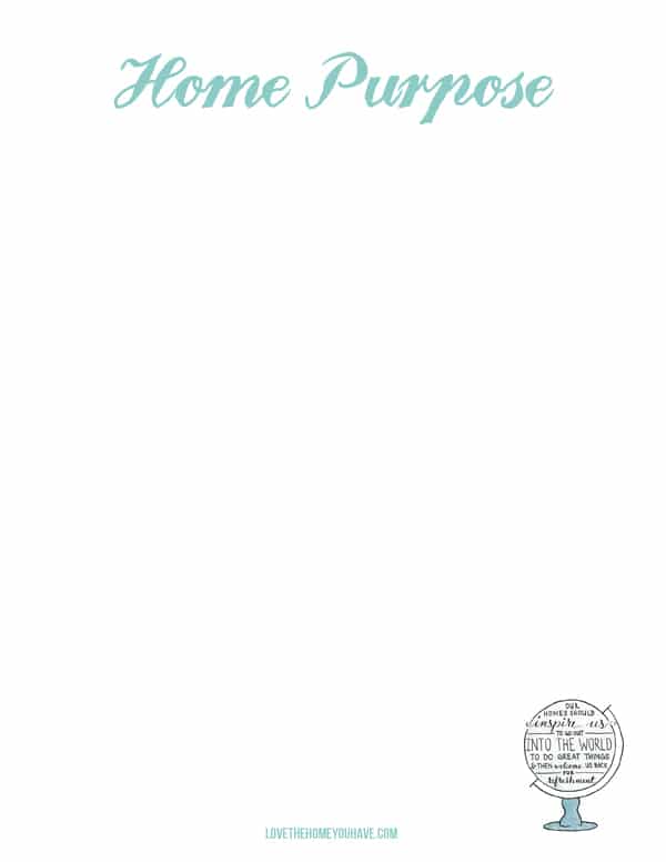 Home Goals and Home Purpose {printable worksheets}