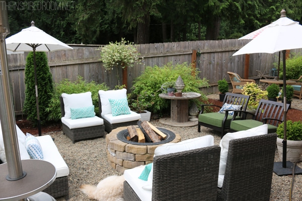 My Backyard Tour {Pea Gravel Patios, Flagstone & Secret Garden}