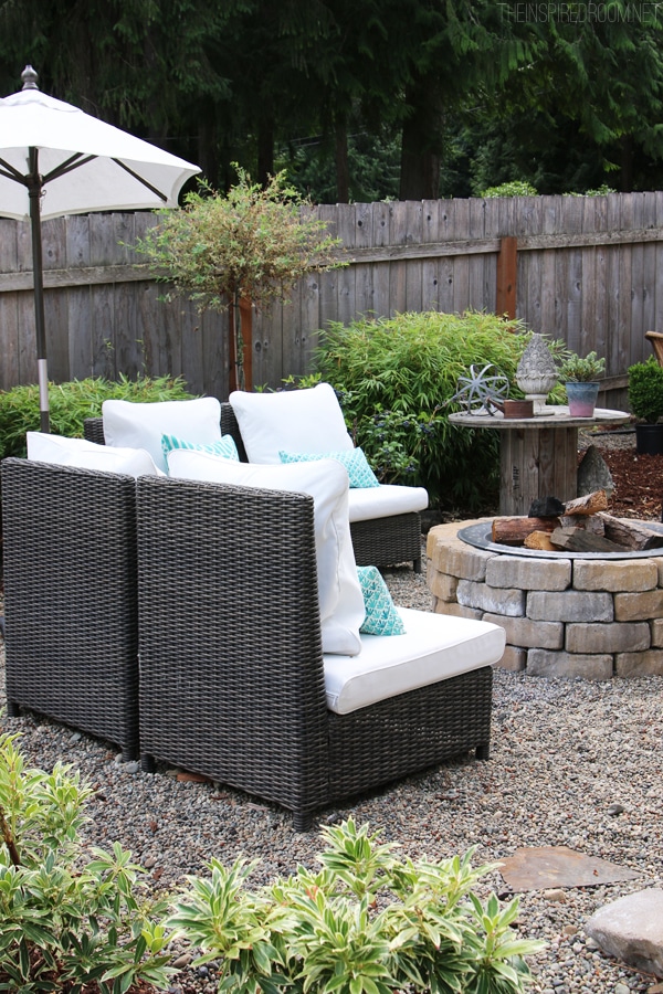 My Backyard Tour {Pea Gravel Patios, Flagstone & Secret Garden}