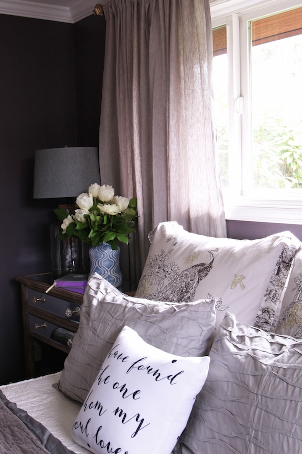 Master Bedroom Sneak Peek! {Black Frosted Plum Walls}