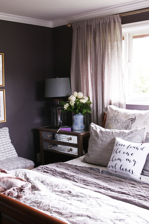 Master Bedroom Sneak Peek! {Black Frosted Plum Walls}