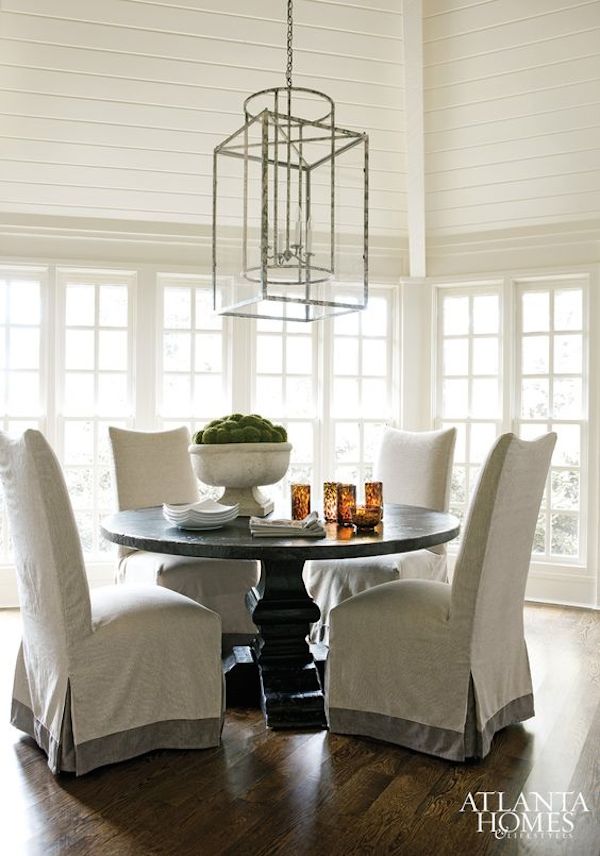 slipcovered parsons dining chairs