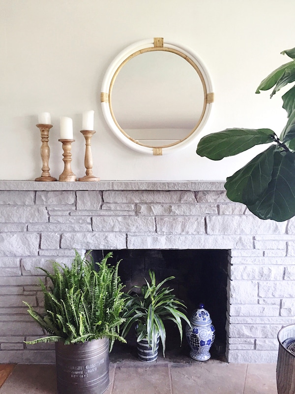 Painted Stone Fireplace Makeover