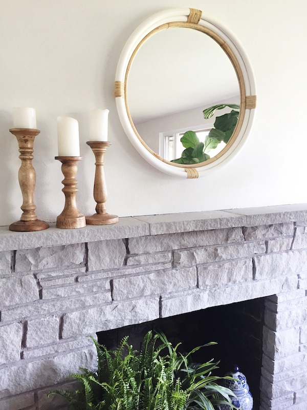 Painted Stone Fireplace Makeover