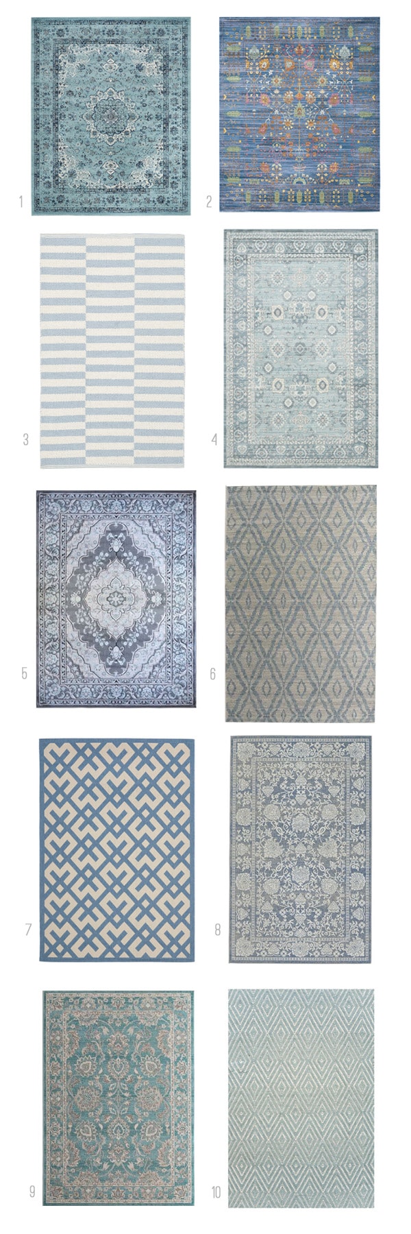 {Inspired By} Blue Patterned Statement Rugs