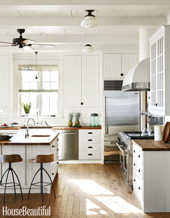 White Kitchen Cabinets with Black Hardware