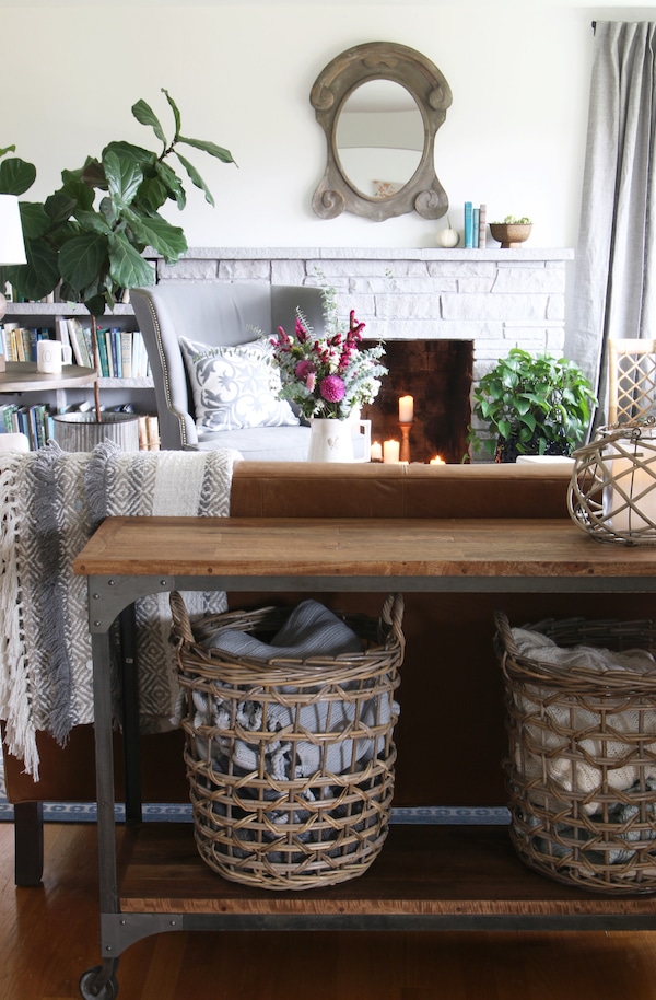 sofa table with bench