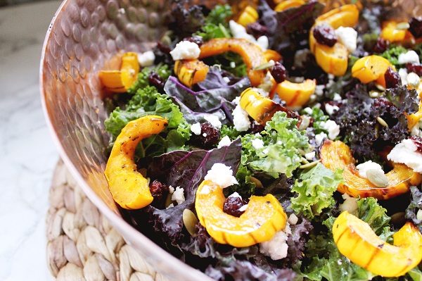Fall Recipe: Kale Salad with Roasted Delicata Squash & Maple Vinaigrette