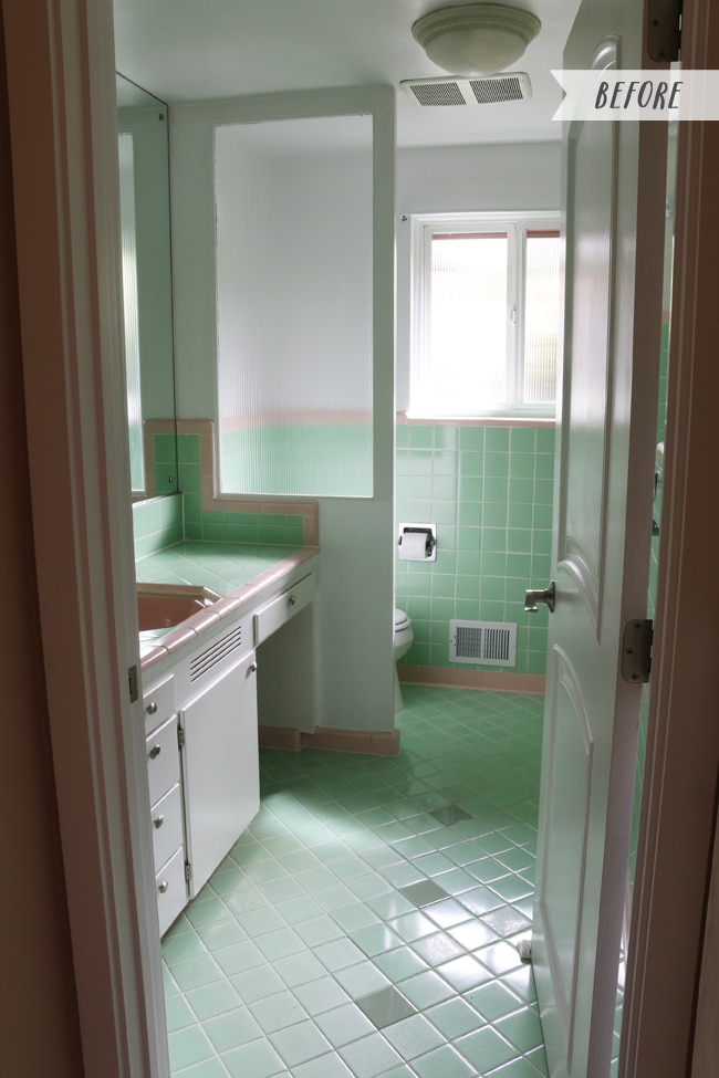 Vintage Bathrooms My Mint Pink, Seafoam Green Floor Tile