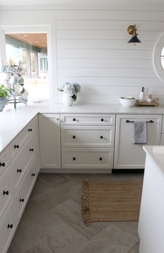 The Inspired Room Small Kitchen Reveal Herringbone Gray Tile Floors 