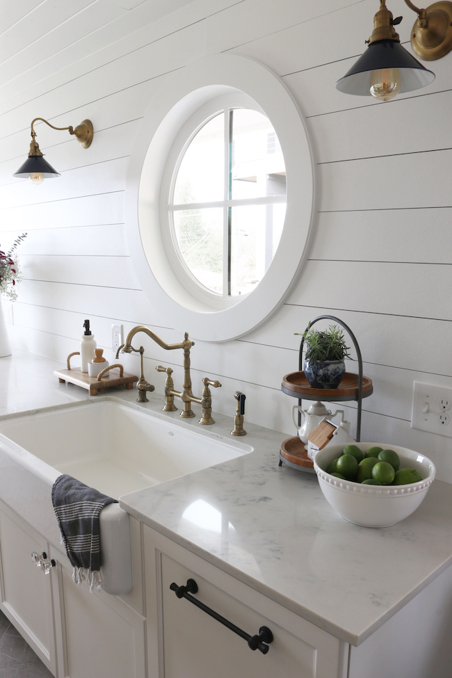 Shiplap Kitchen Planked Walls Behind Sink Stove The