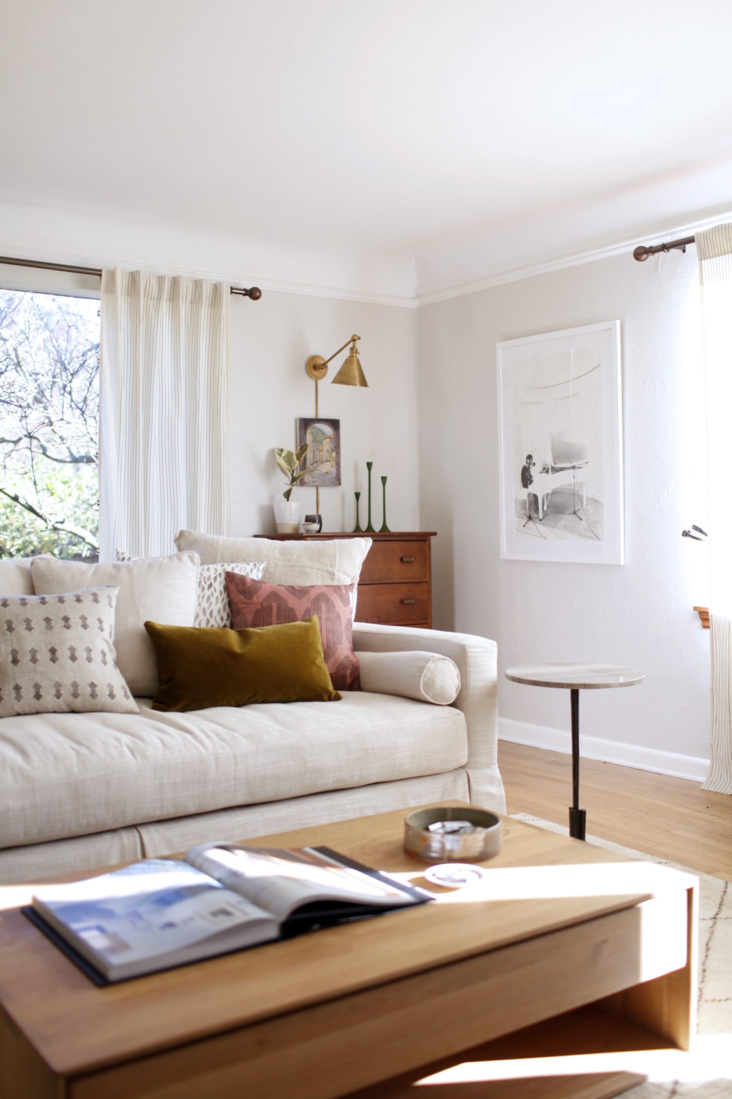 White Couches Living Room With Colorful Cushions