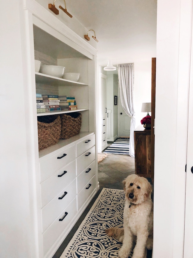 Hall Cabinet - Battery Library Lights and Removable Wallpaper