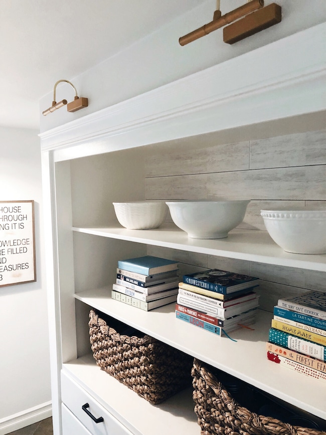 Hall Cabinet - Battery Library Lights and Removable Wallpaper