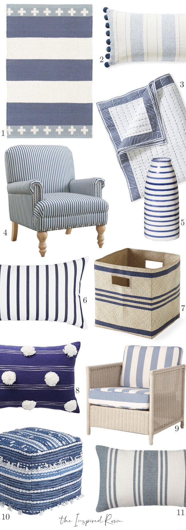 Gather: Blue and White Striped Decor