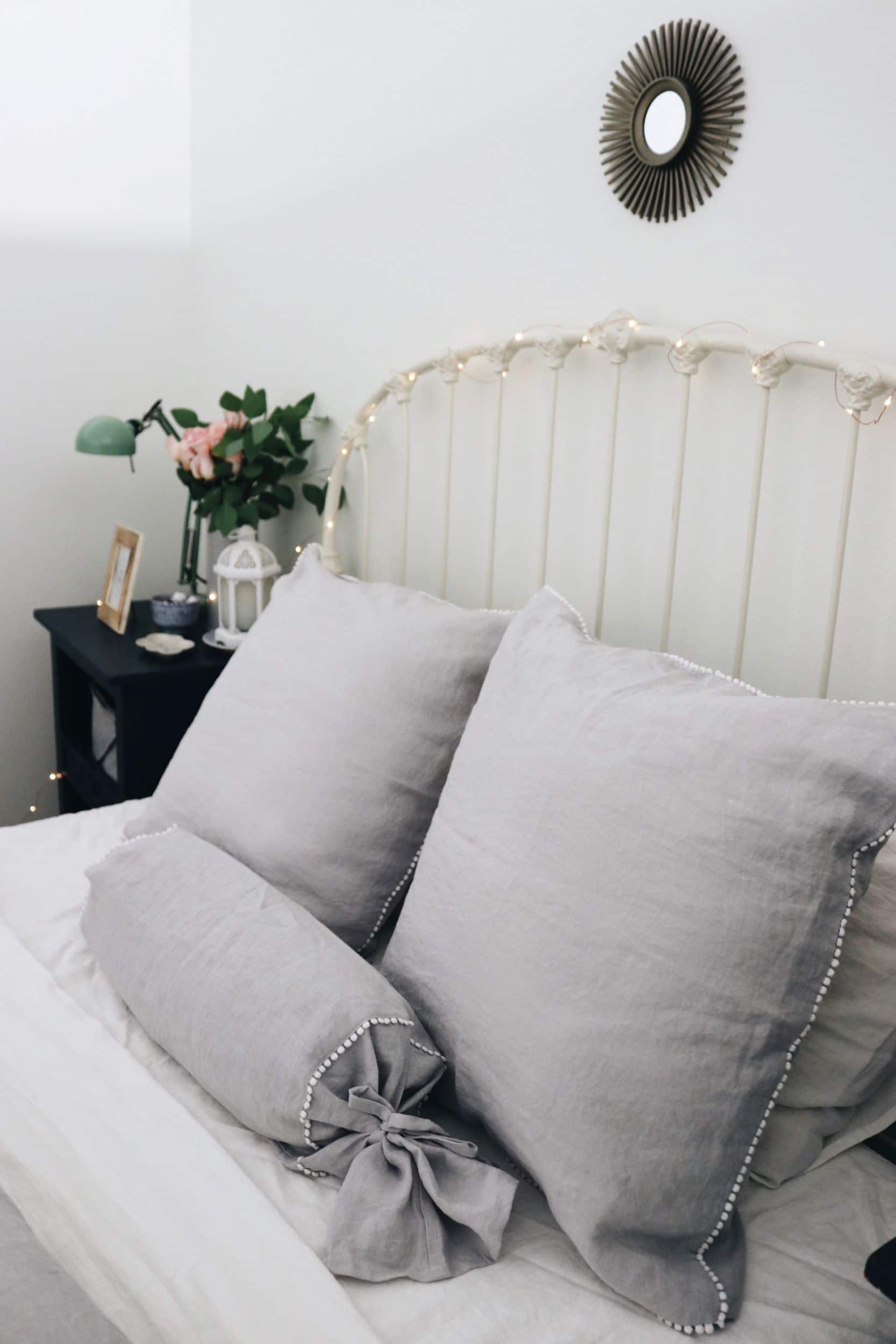 Courtney's Studio Apartment Bedroom Tour + Linen Bedding