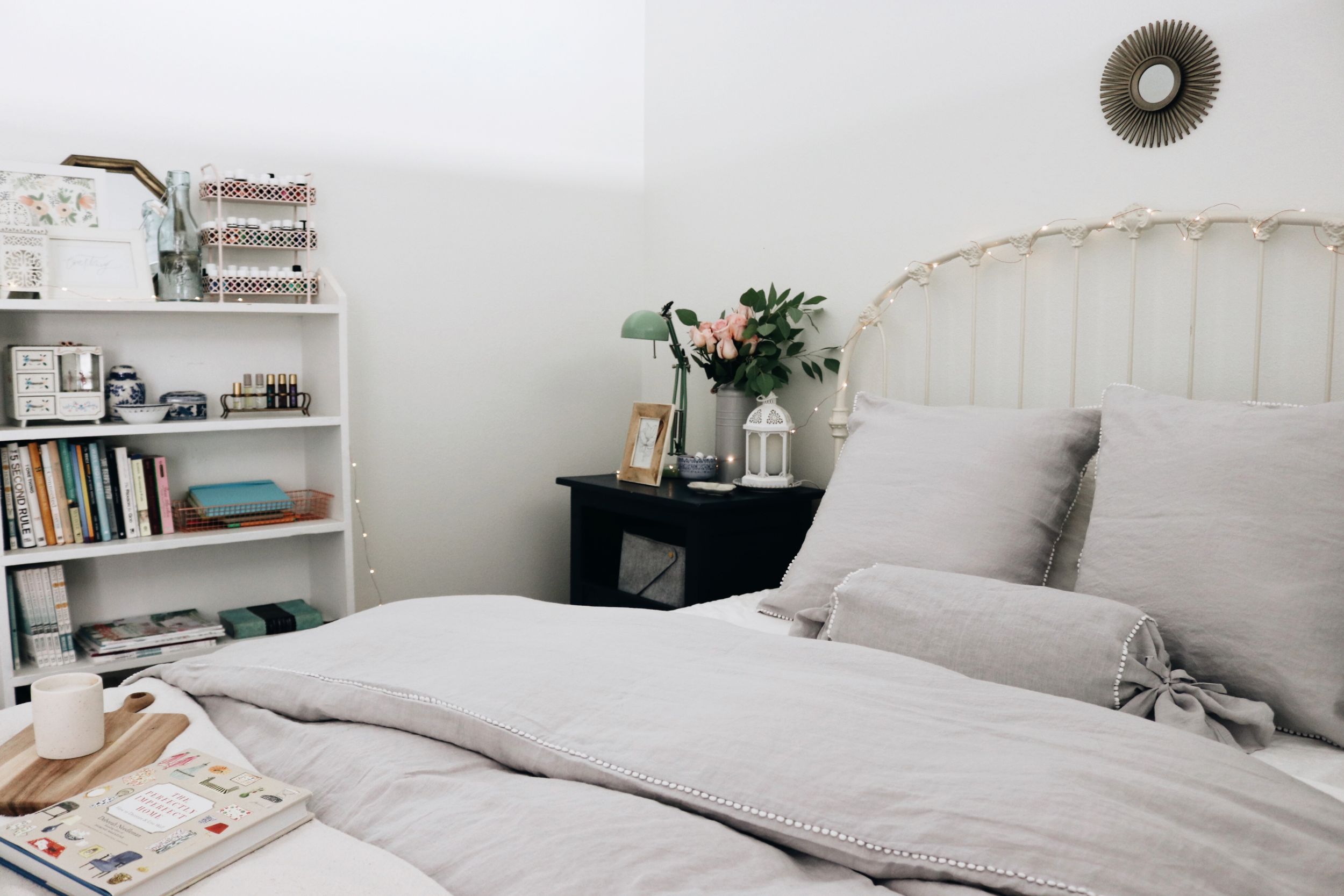 Courtney's Studio Apartment Bedroom Tour + Linen Bedding