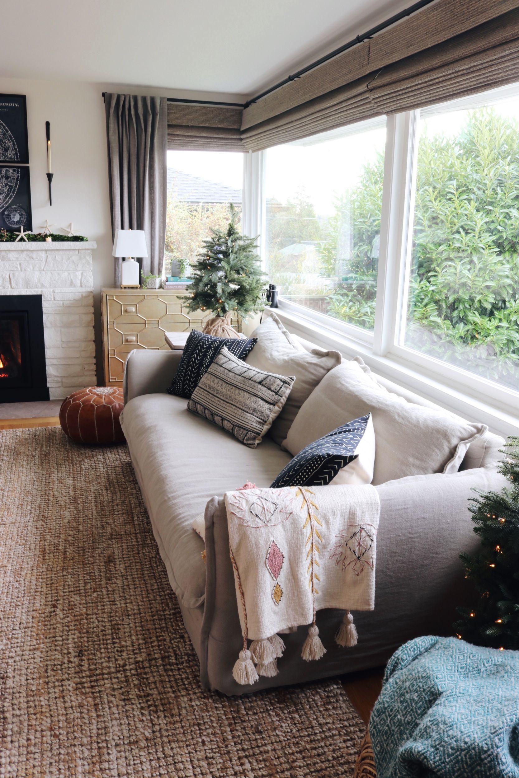New Linen Slipcovered Sofa in the Living Room!