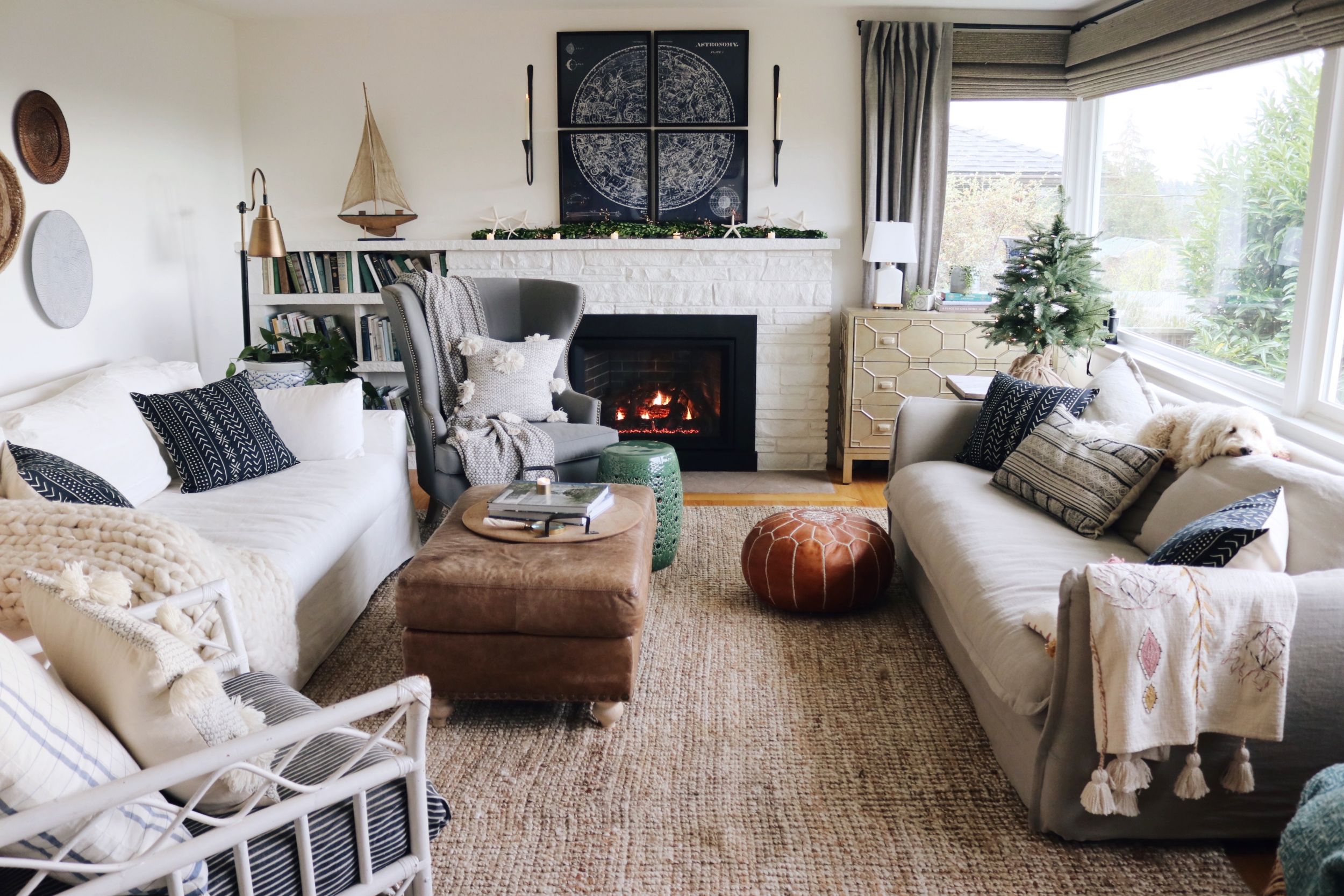 New Linen Slipcovered Sofa in the Living Room!