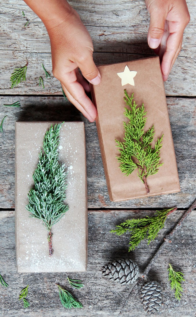 Simple Christmas Gift Wrapping Ideas with Kraft Paper