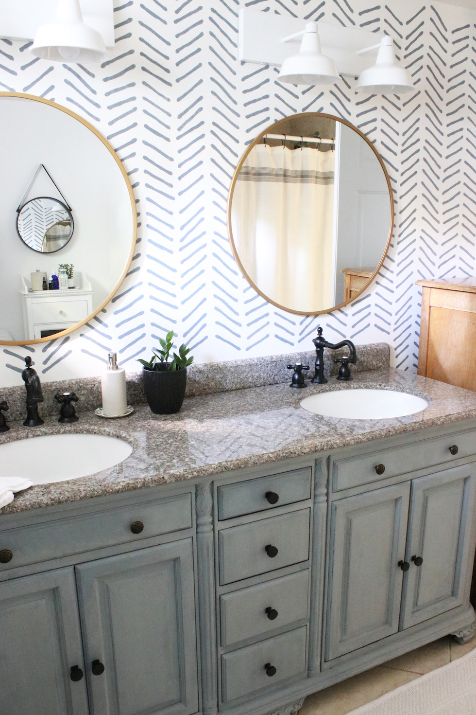 Our Bathroom Makeover: Painted Vanity and Wall Stencil Details - The  Inspired Room