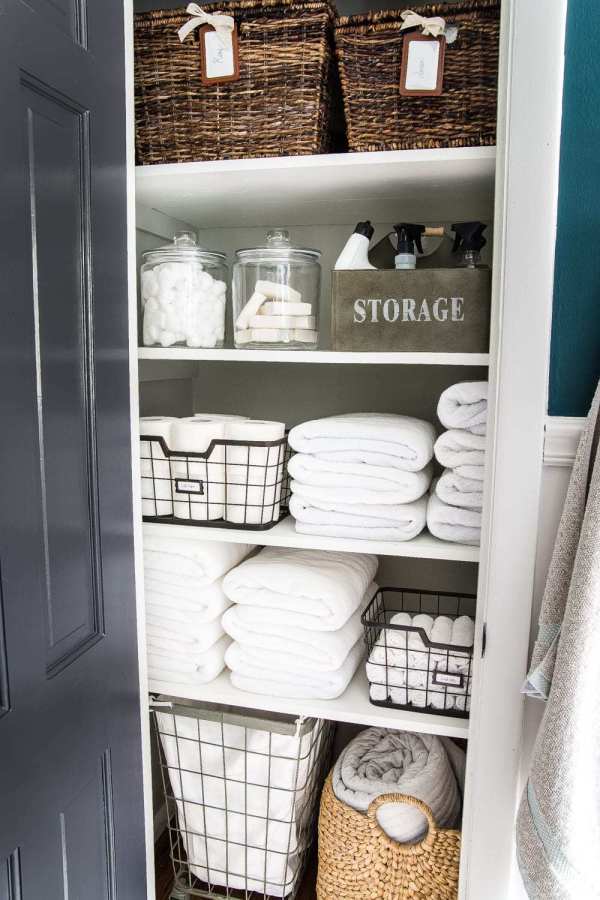 Linen Closet Organization Ideas The Inspired Room - Bathroom Linen Closet Storage Ideas