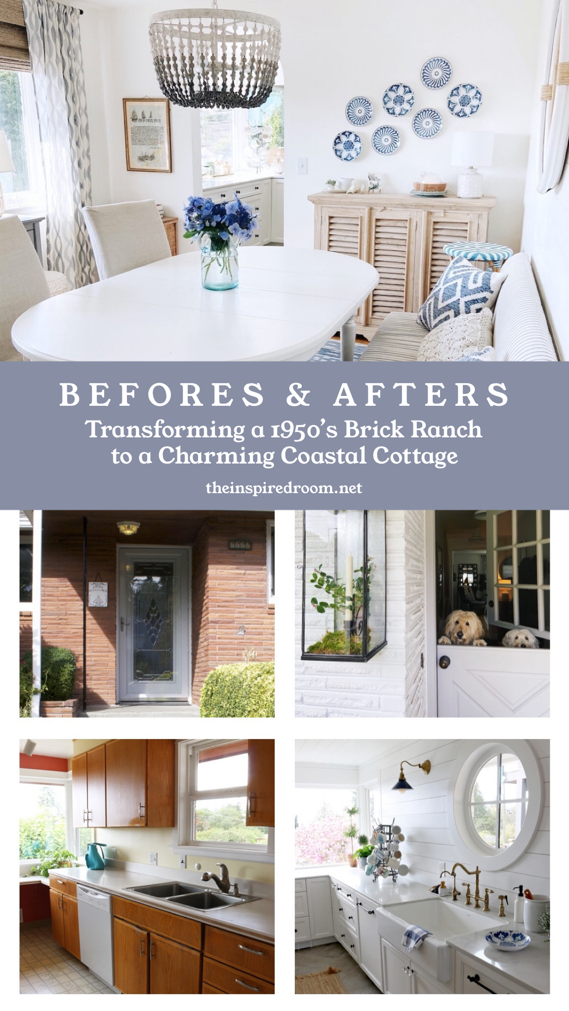 Transforming a 1950s Brick Ranch to a Charming Coastal Cottage - Before & Afters