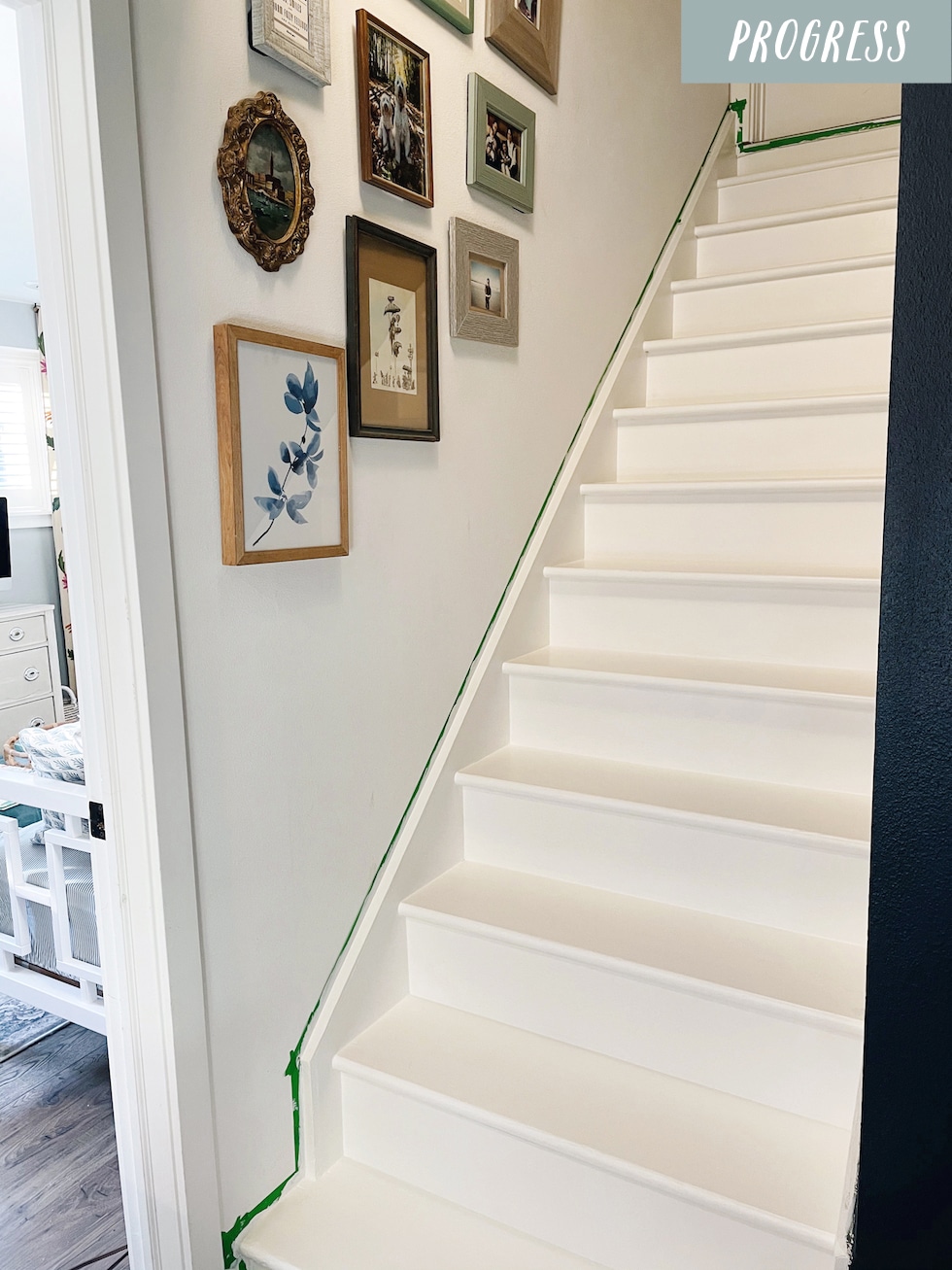 Painting The Staircase And Ideas For Staircase Runners The   Painted White Wood Basement Staircase Progress The Inspired Room 