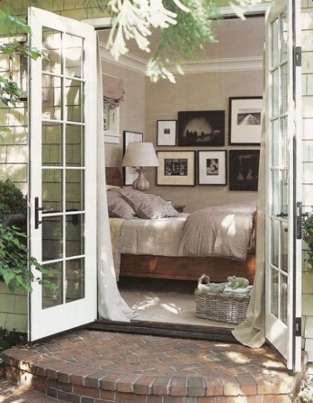 Inspired By Exterior French Doors The Inspired Room   Small Master Bedroom Double French Doors To Patio 