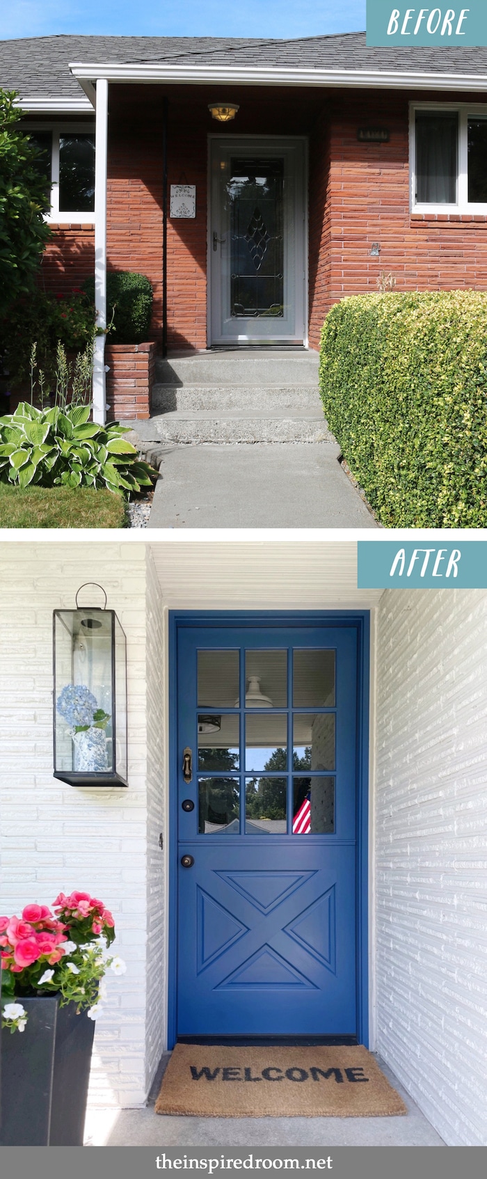Brick Ranch to Cottage: Blue Dutch Door Before & After