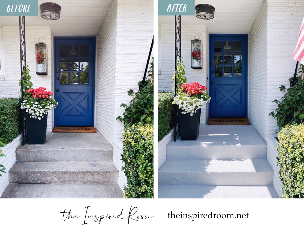 Transitioning Our Entry Porch for Fall {Painted Concrete!}