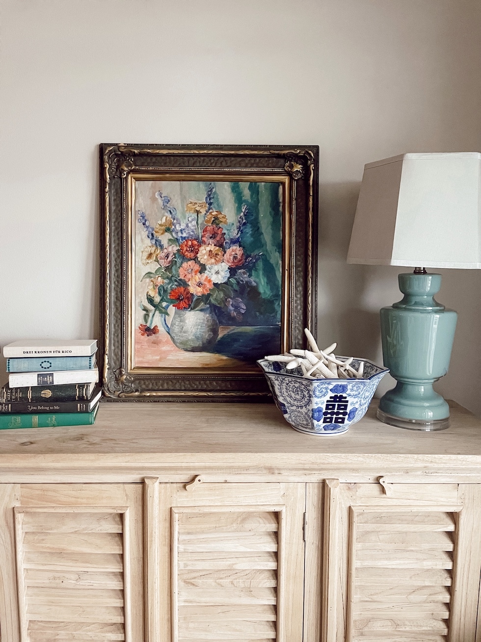 Decorating with Art that Speaks to You (our original moody floral painting + sources for similar styles!)