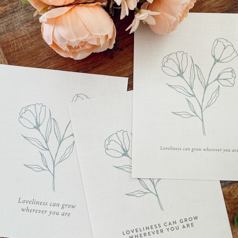 "Loveliness Can Grow" Botanical Art Prints (Printable Download)