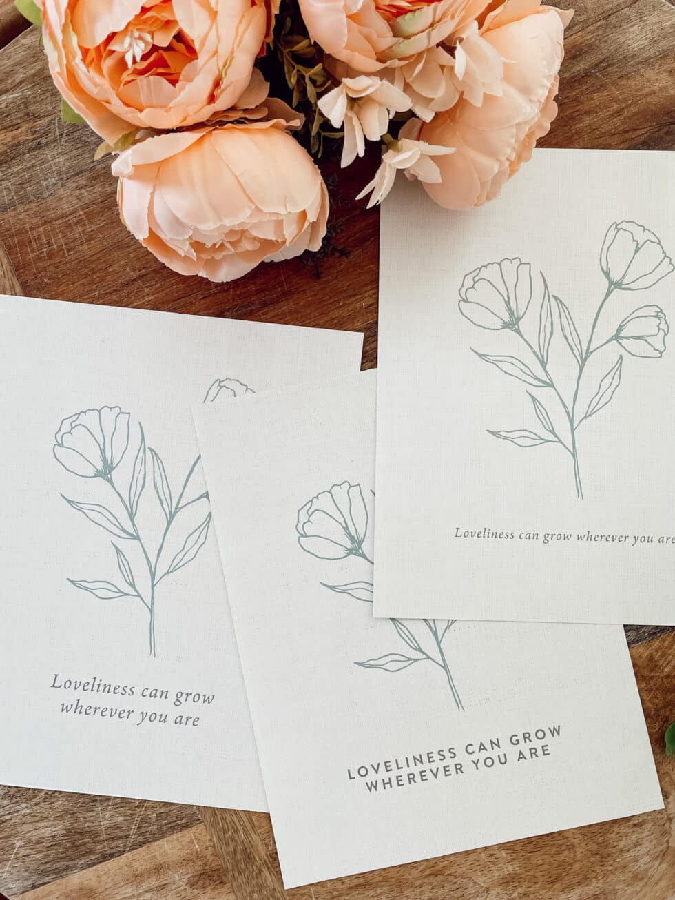 "Loveliness Can Grow" Botanical Art Prints (Printable Download)