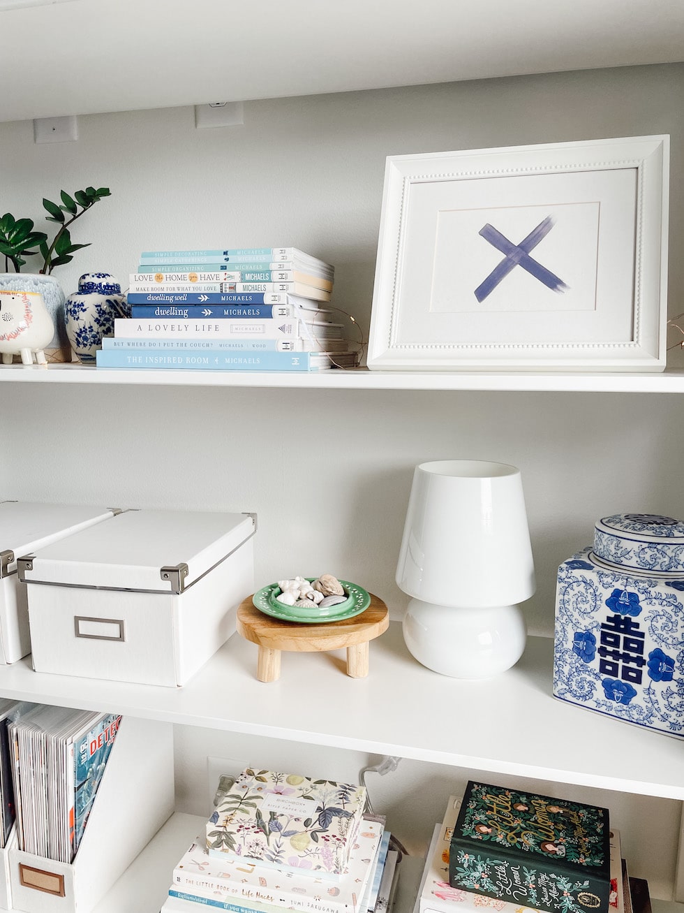 Lamp with outlet bookshelf