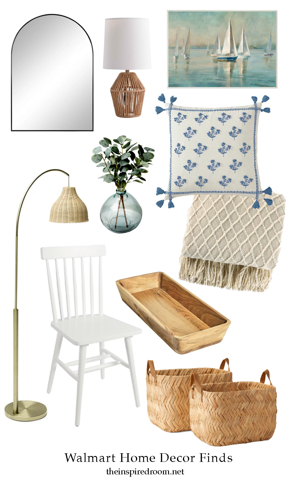 Coastal Cottage Style Inspiration Board with Items from Walmart