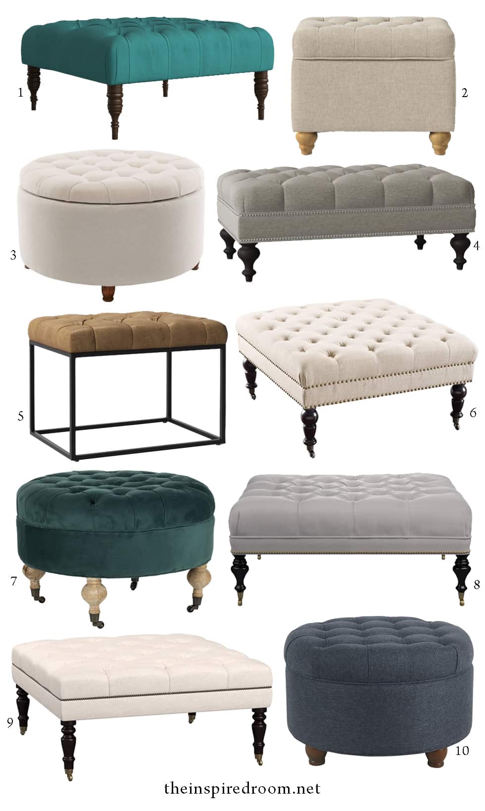 10 Tufted Ottomans (Instead of Coffee Tables!)