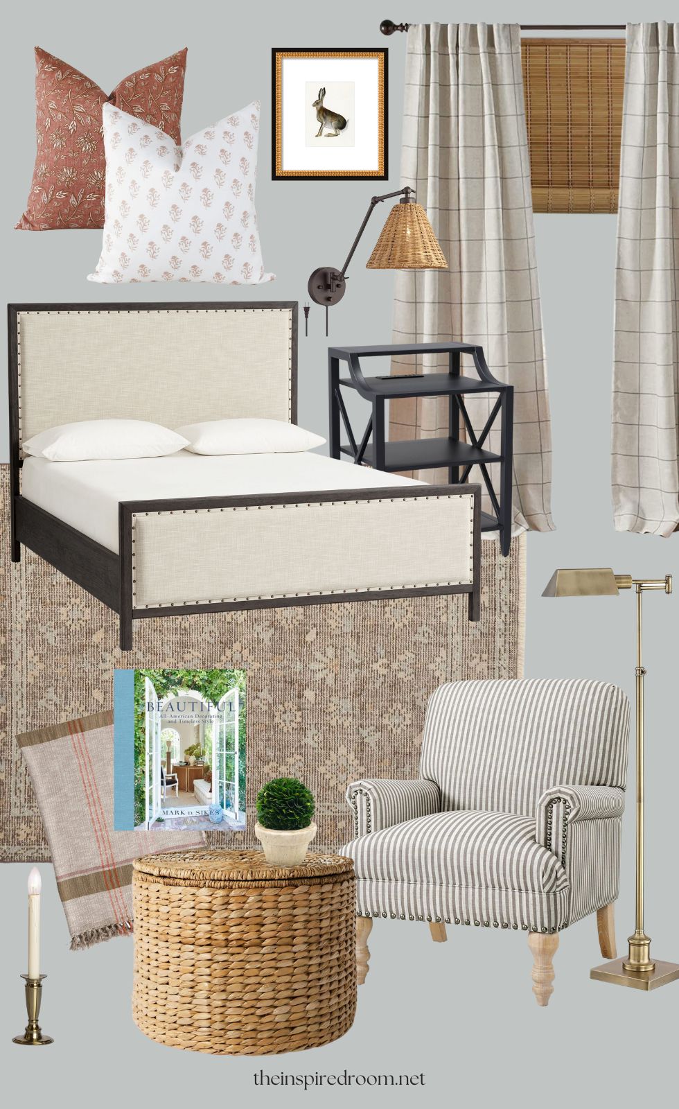 A cozy neutral bedroom mood board (with a layered mix of subtle patterns, warm textures and a bit of gorgeous color!)